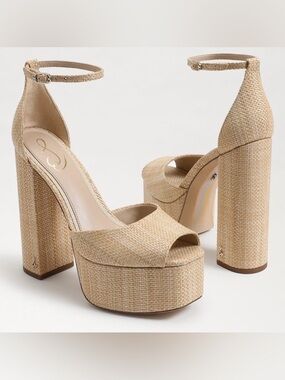 Sam Edelman KORI PLATFORM HEEL in Beachwood Woven Platform Ankle-Strap 9.5